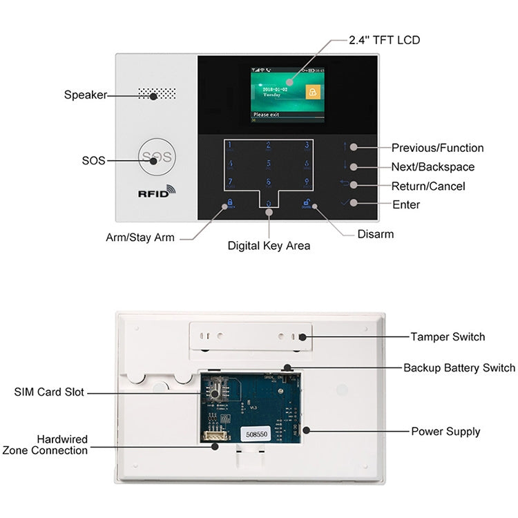 3G/GPRS + WiFi Intelligent Alarm System with Touch Keypad & LCD Screen & RFID function, 3G/GPRS 3G/GPRS + WiFi Intelligent Alarm System with Touch Keypad & LCD Screen & RFID function, 3G/GPRS